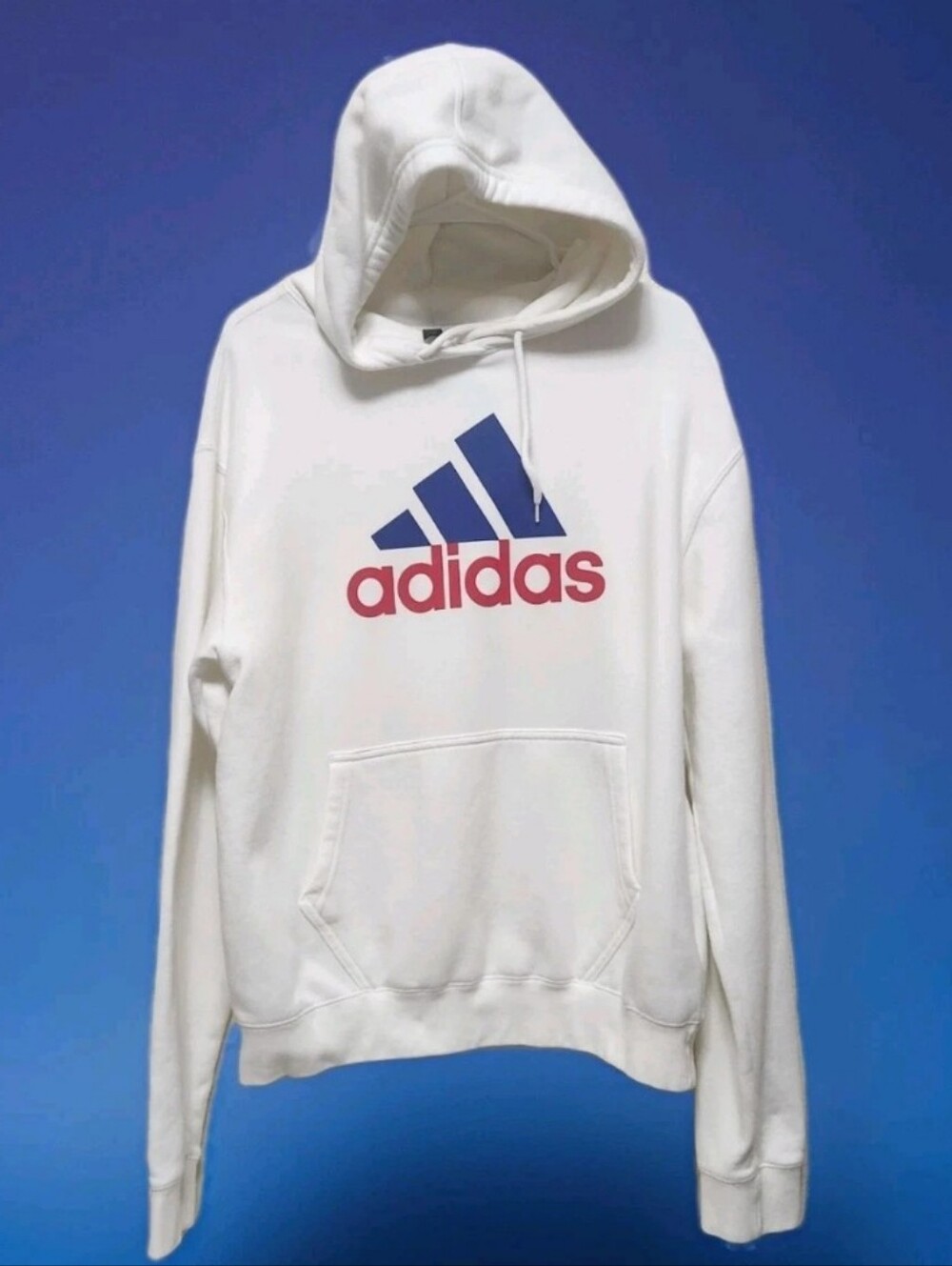 Adidas Mens Medium 2 Tone Bos Hdy Sweatshirt Multi Sports White Red /Blue Logo